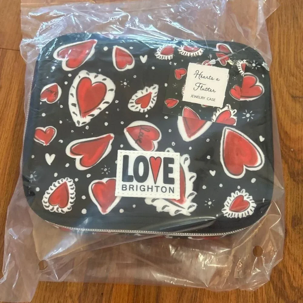 NWT Brighton love black red love heart zip around jewelry case organizer travel